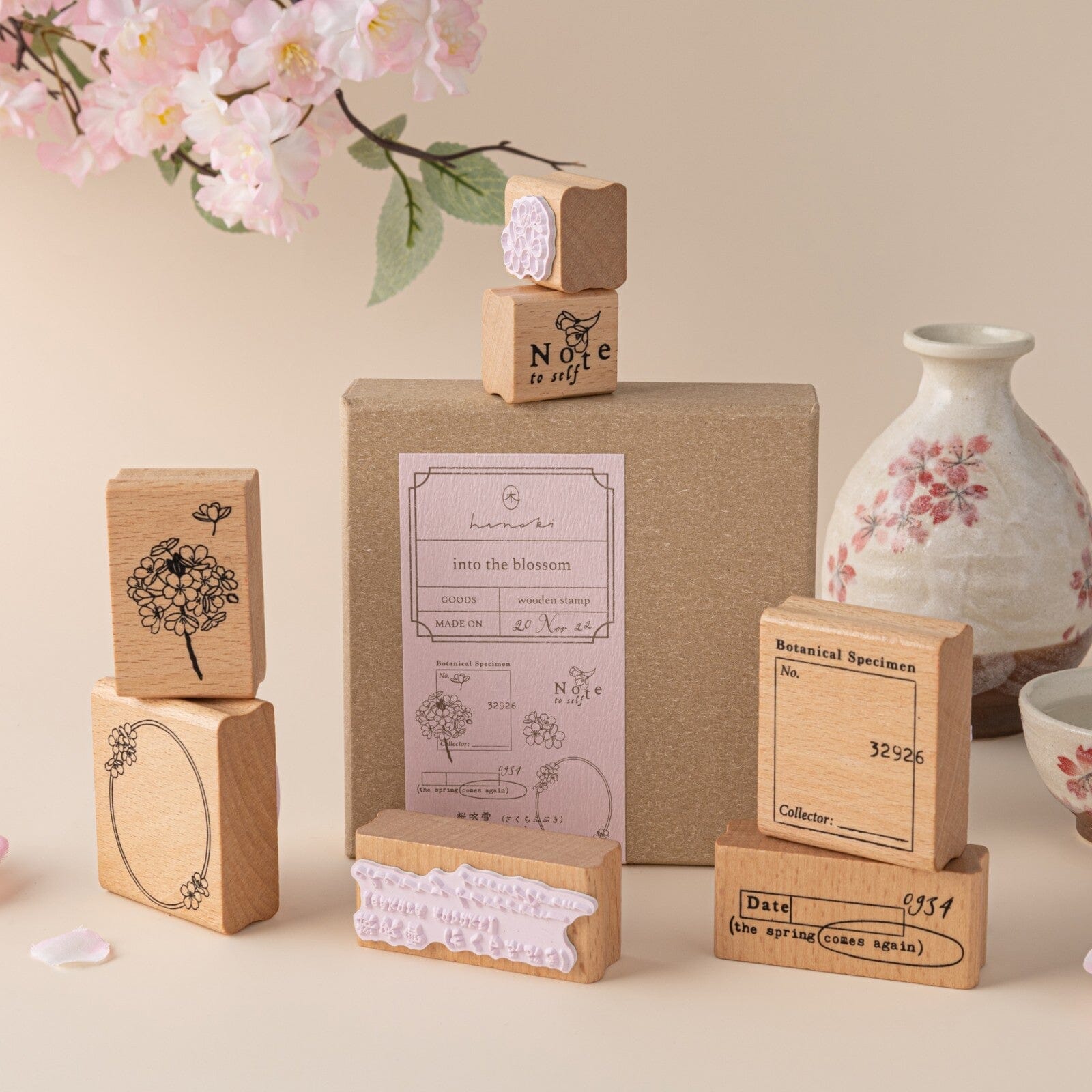 Hinoki - 'Into the Blossom' Wooden Stamps Set