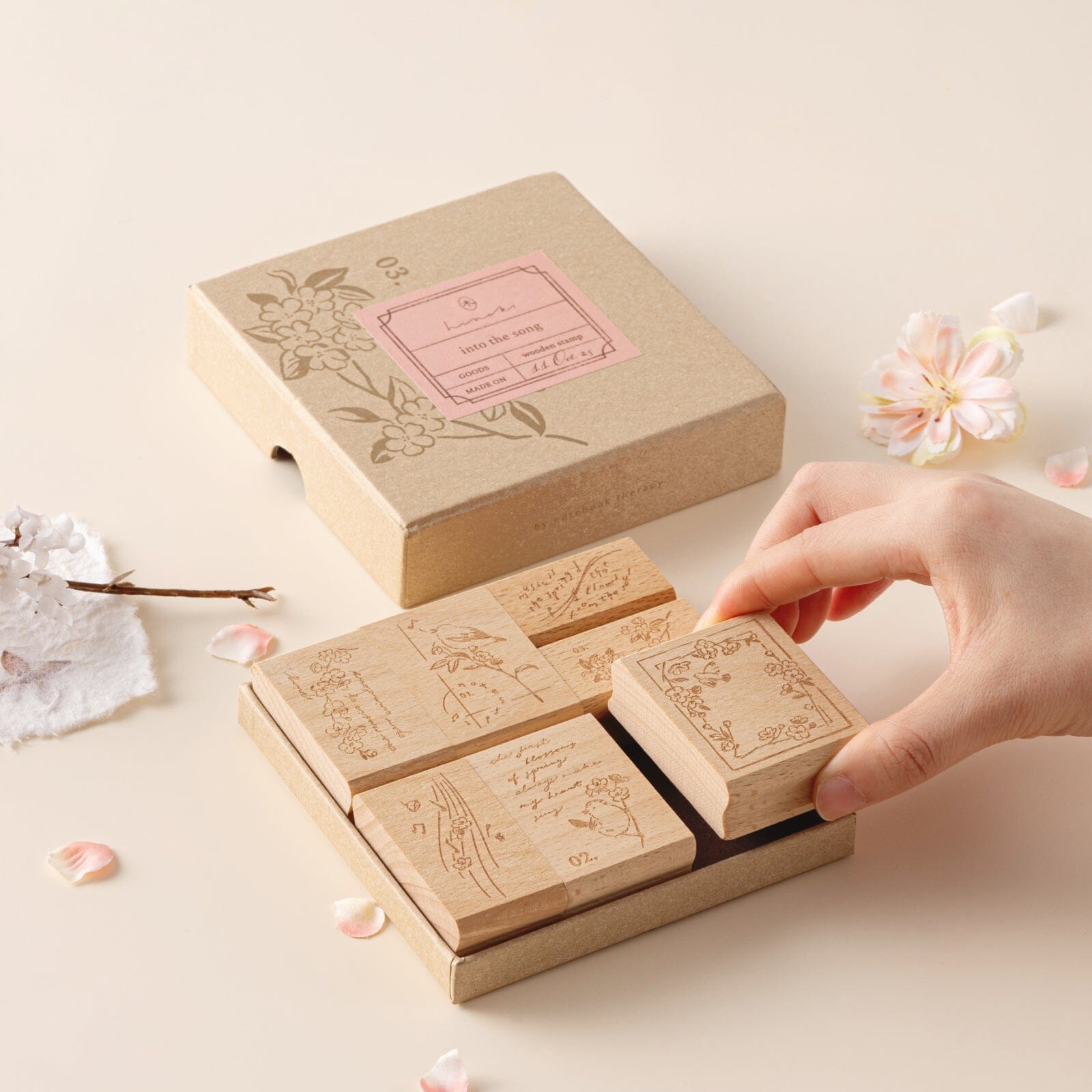 Hinoki - 'Into the Song' Engraved Wooden Stamps Set