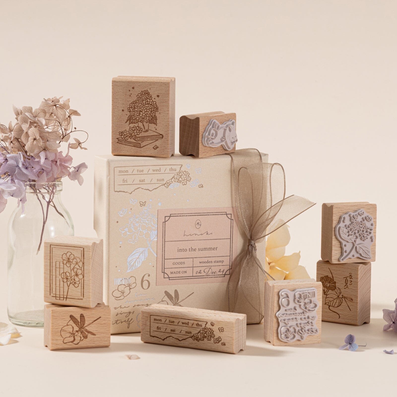 Hinoki - 'Into the Summer' Engraved Wooden Stamp Set