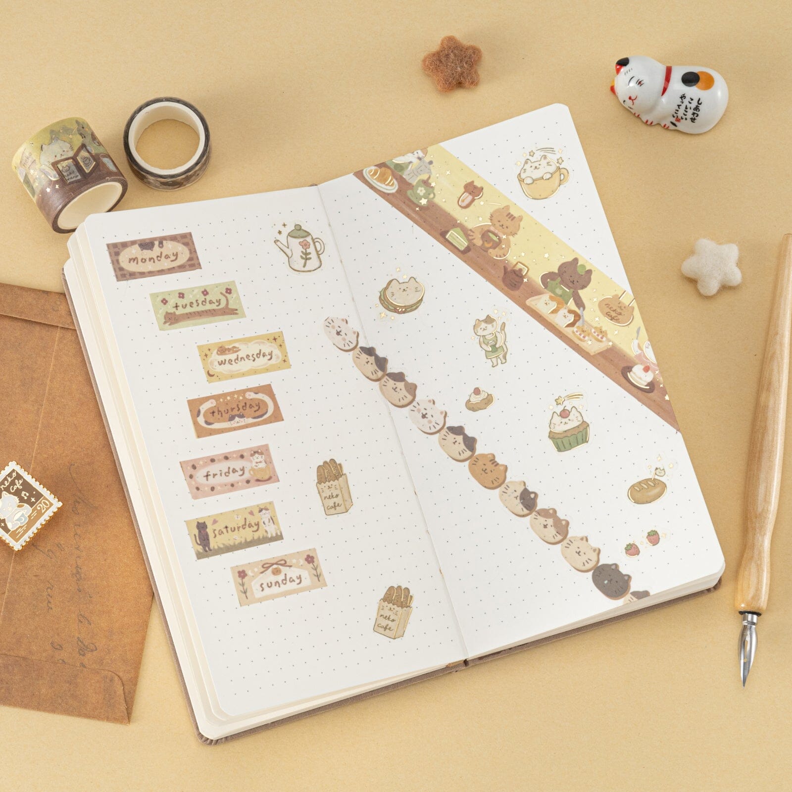 Tsuki 'Neko Cafe' Travel Notebook Gift Set ☾