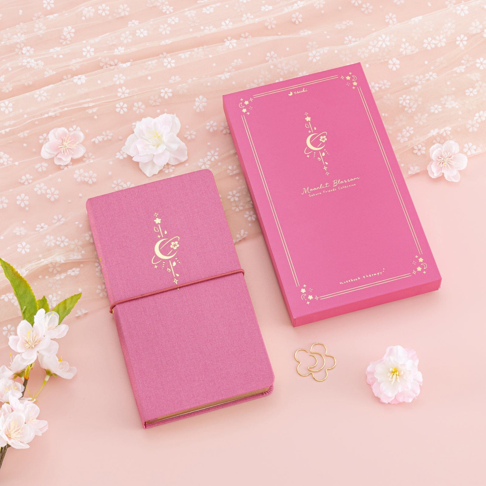 Tsuki 'Moonlit Blossom' Luxury Travel Notebook ☾