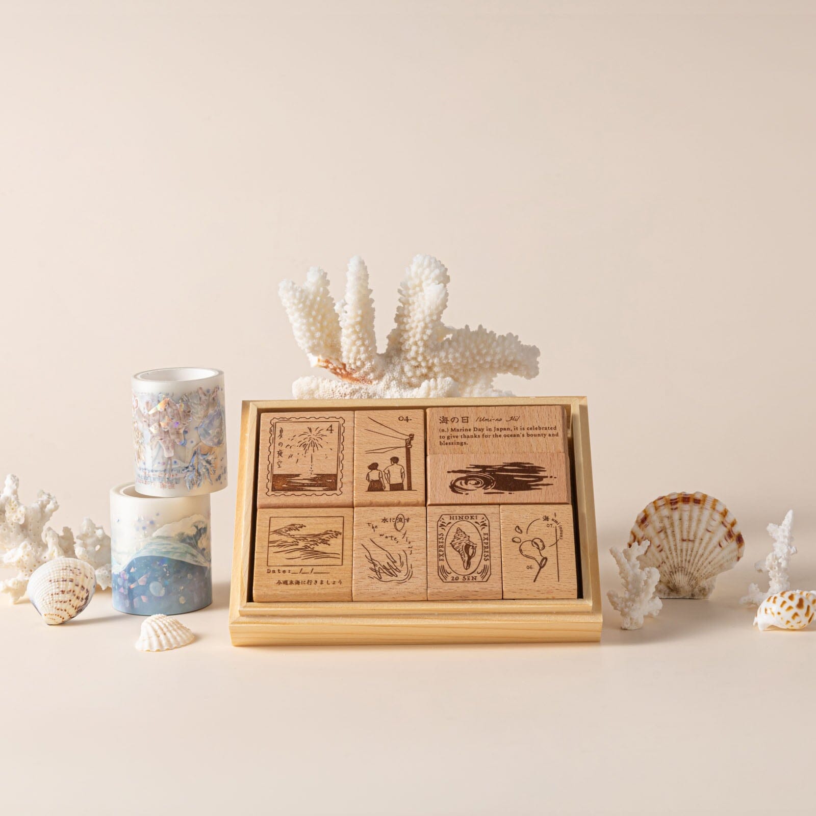 Hinoki - 'Into the Wave' Wooden Stamps Set