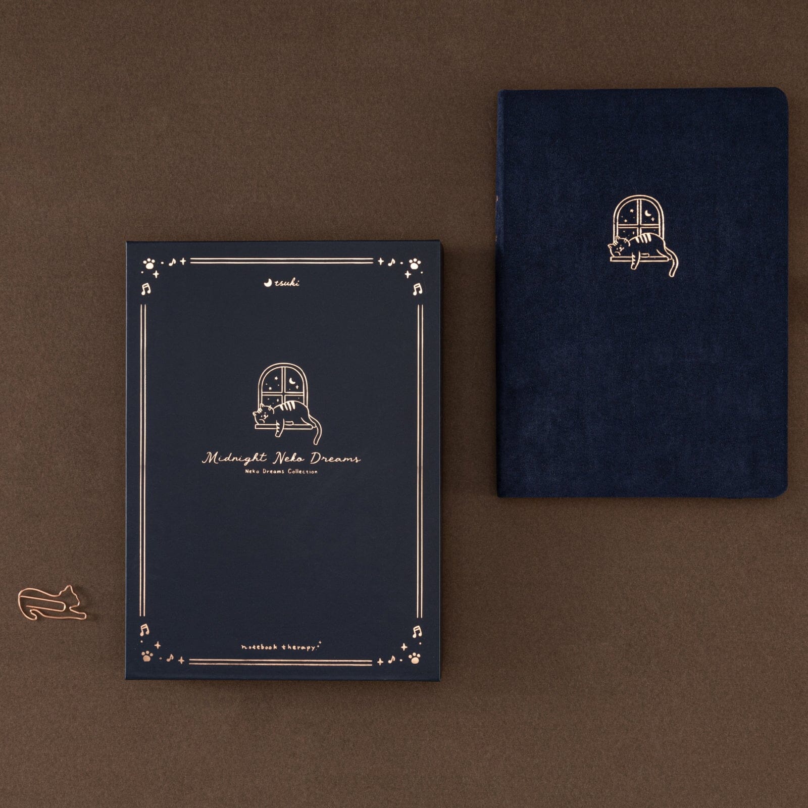 Tsuki 'Midnight Neko Dreams' Kraft Paper Bullet Journal ☾