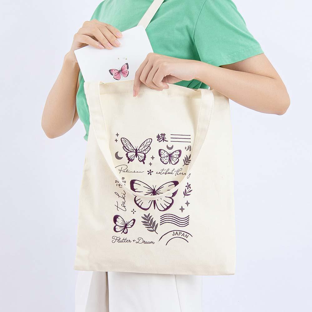Tsuki 'Flutter + Dream' Tote Bag by Notebook Therapy x Pelinkan ☾