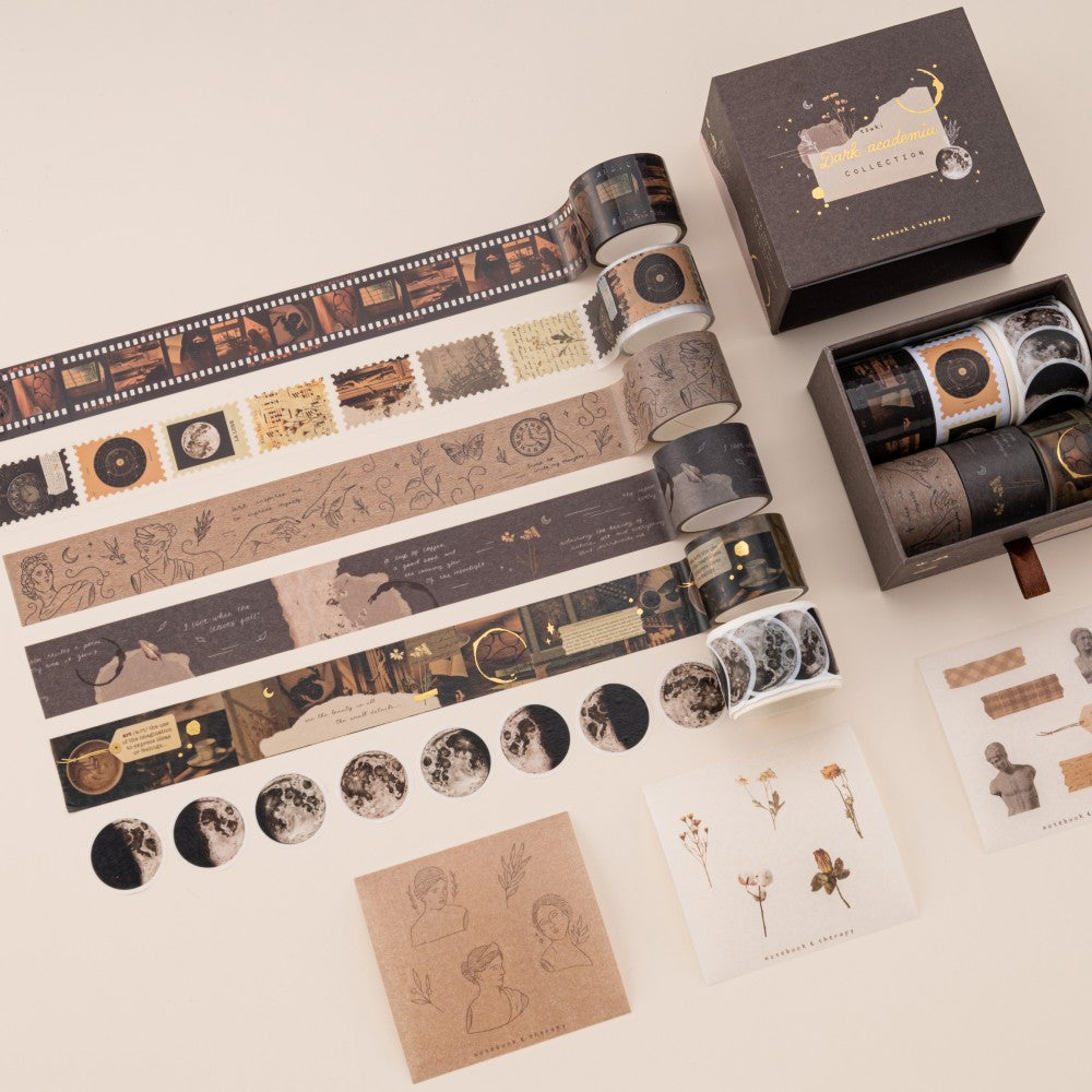 Tsuki 'Dark Academia' Washi Tape Set ☾