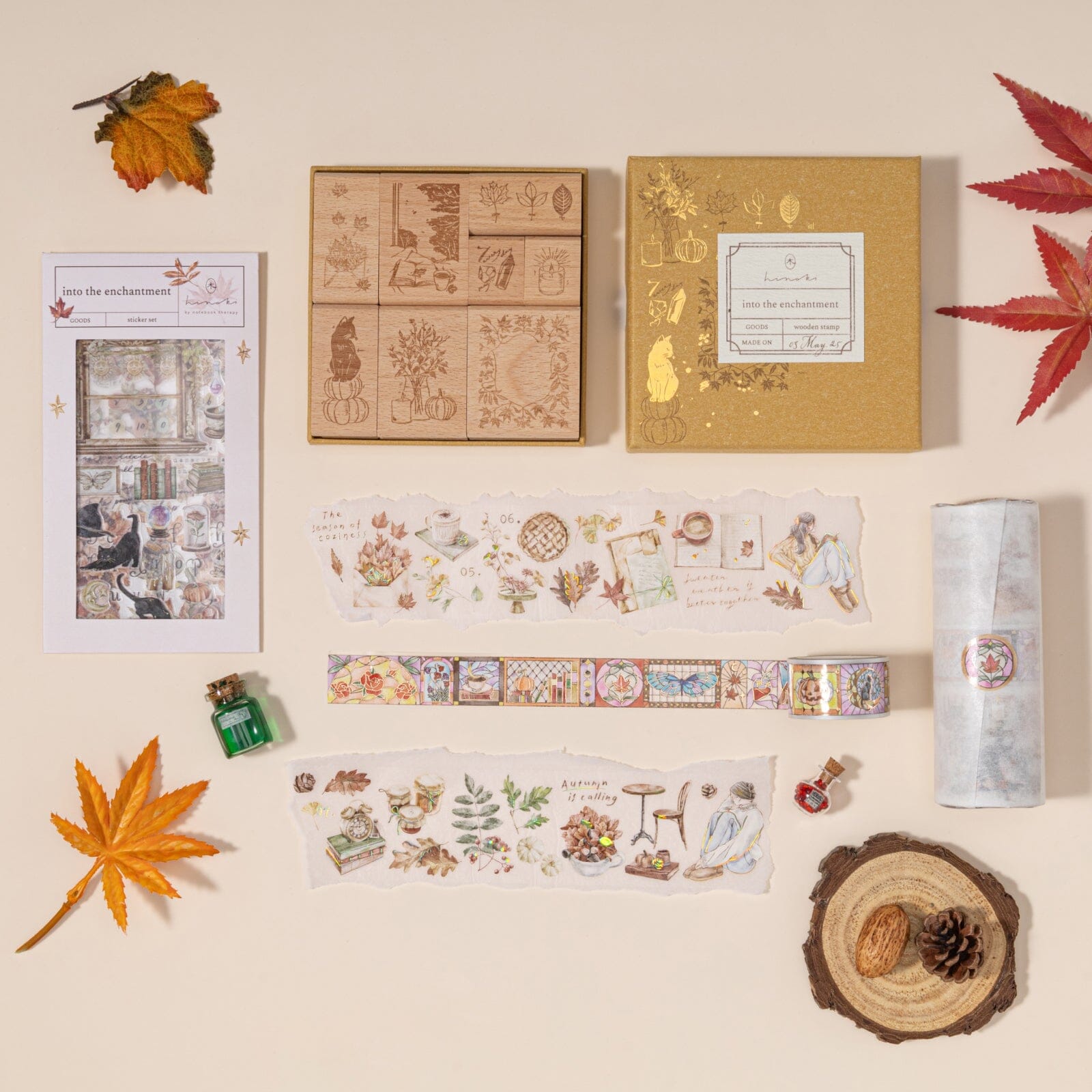 Hinoki - 'Into the Enchantment' Engraved Wooden Stamp Set