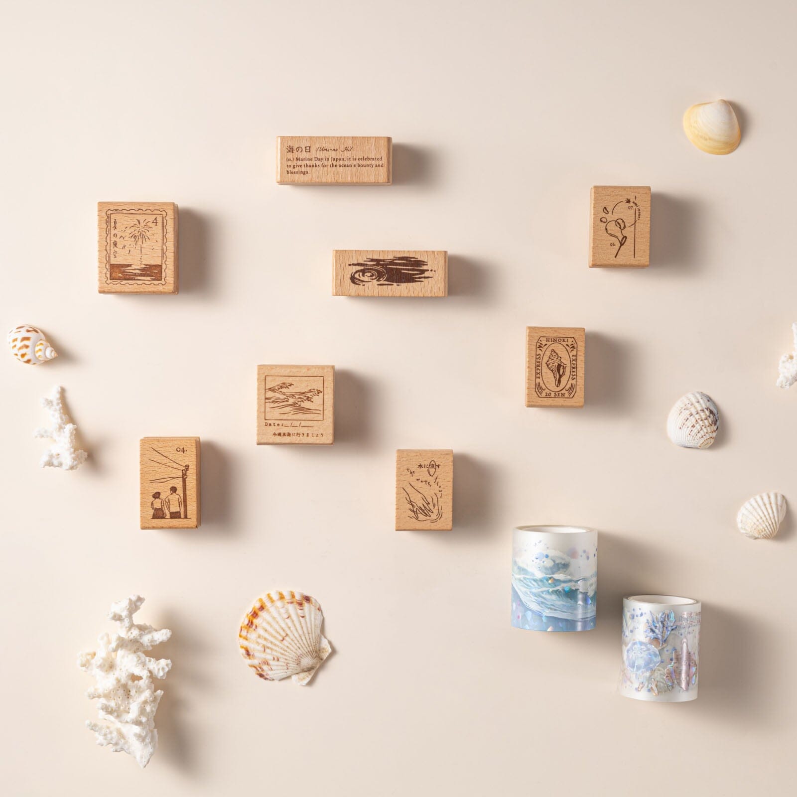 Hinoki - 'Into the Wave' Wooden Stamps Set