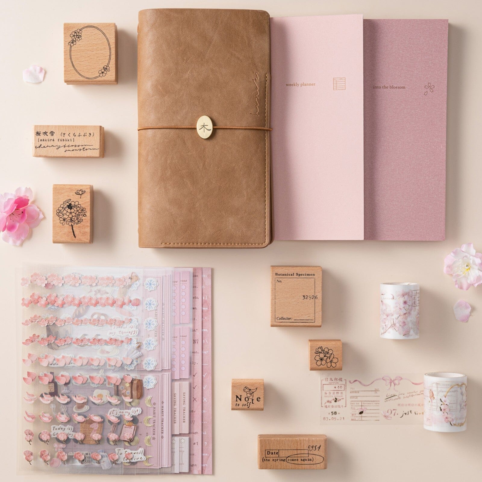 Hinoki - 'Into the Blossom' Wooden Stamps Set