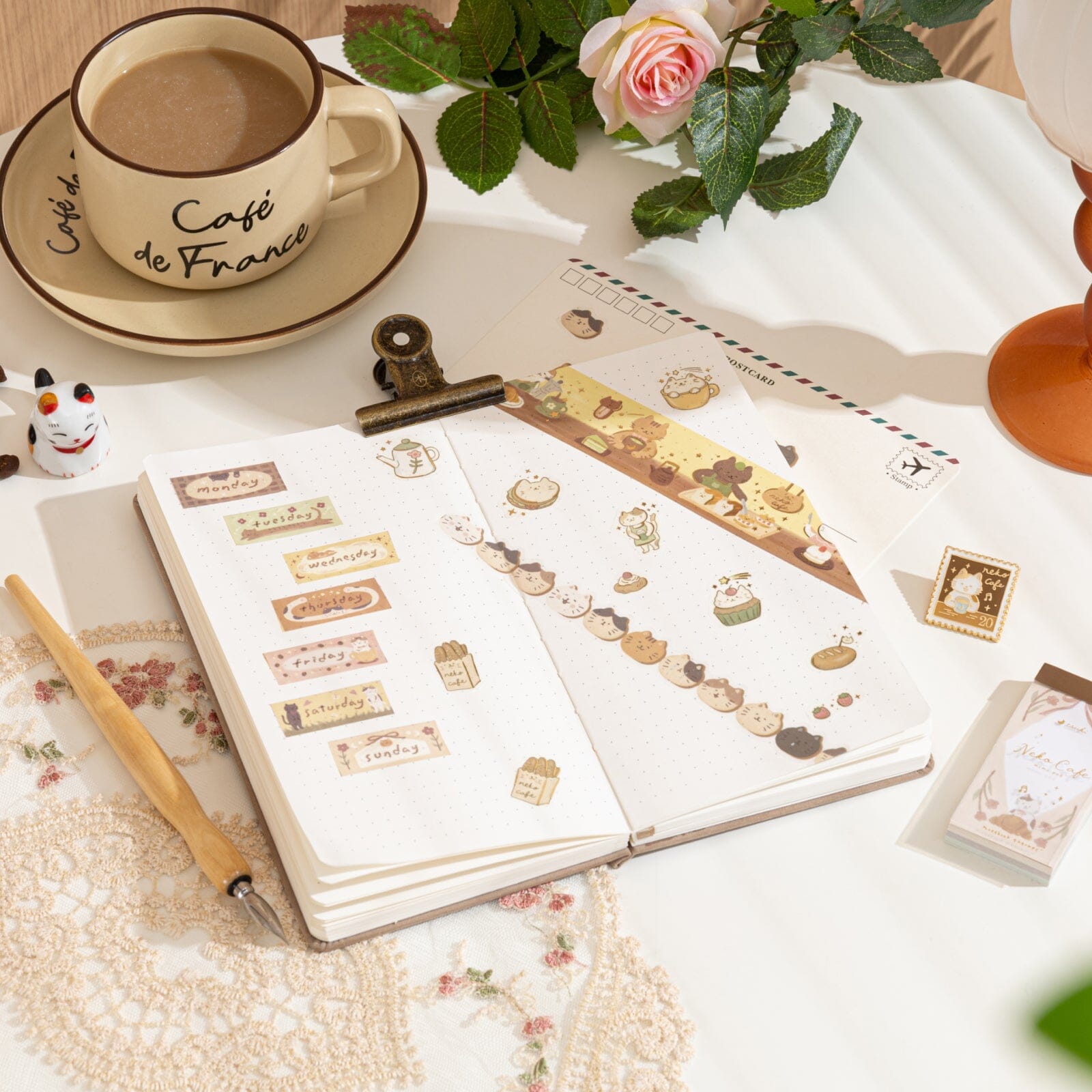Tsuki 'Neko Cafe' Travel Notebook Gift Set ☾