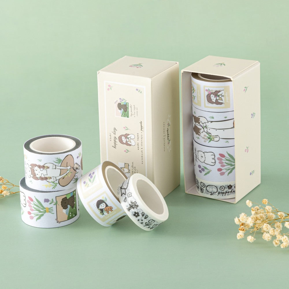 Tsuki 'Happy Day' Washi Tape Set by Notebook Therapy x Peppoko ☾