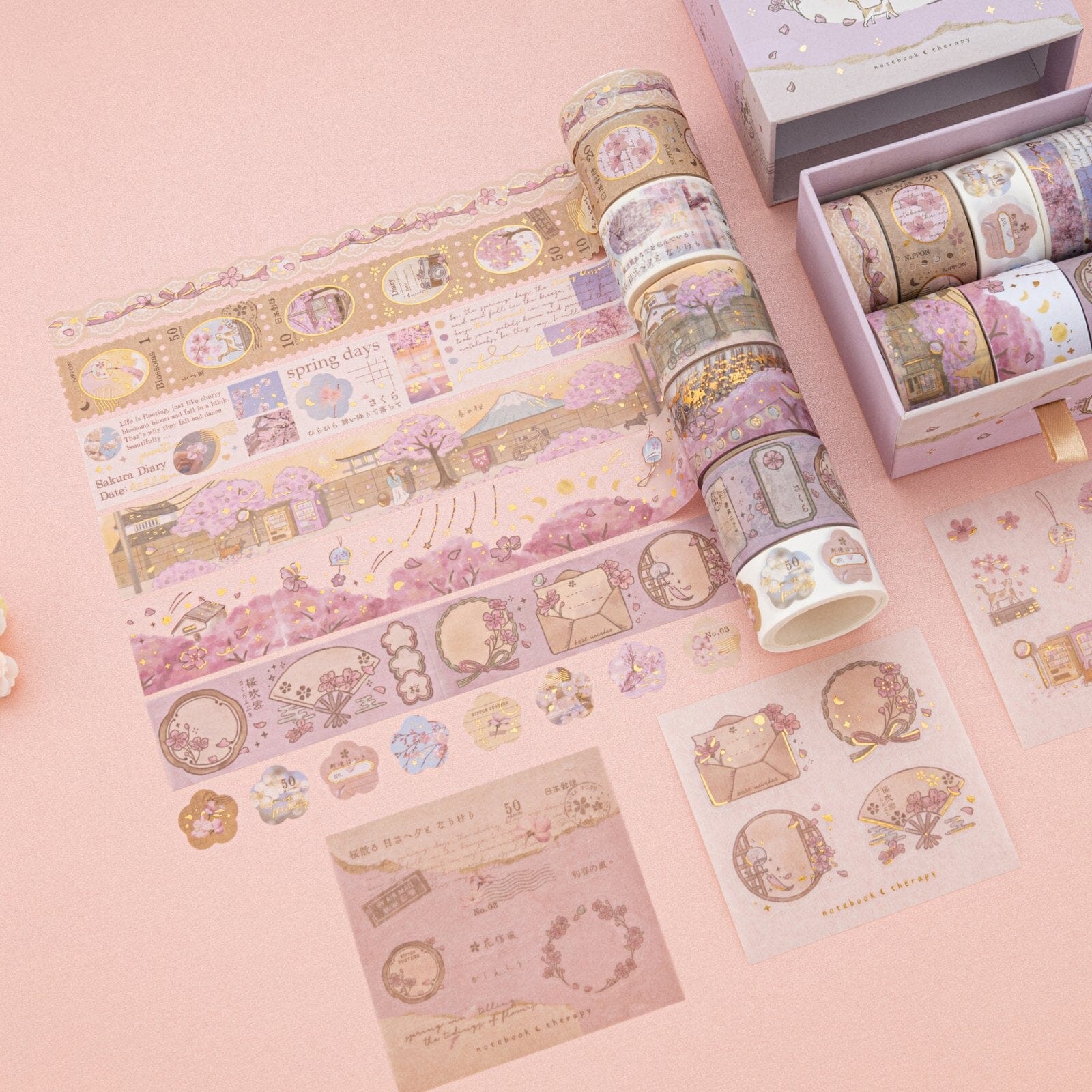 Tsuki 'Sakura Breeze' Washi Tape Set ☾