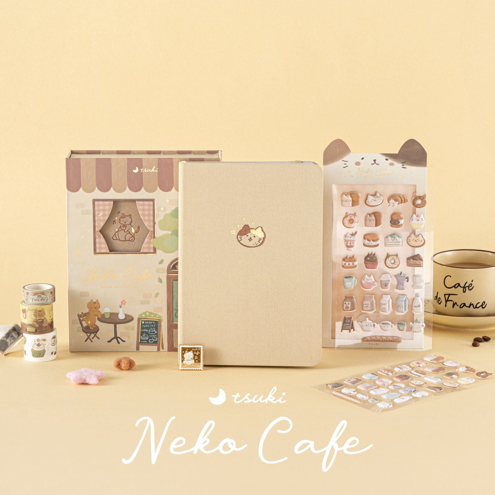 Tsuki 'Neko Cafe' Travel Notebook Gift Set ☾