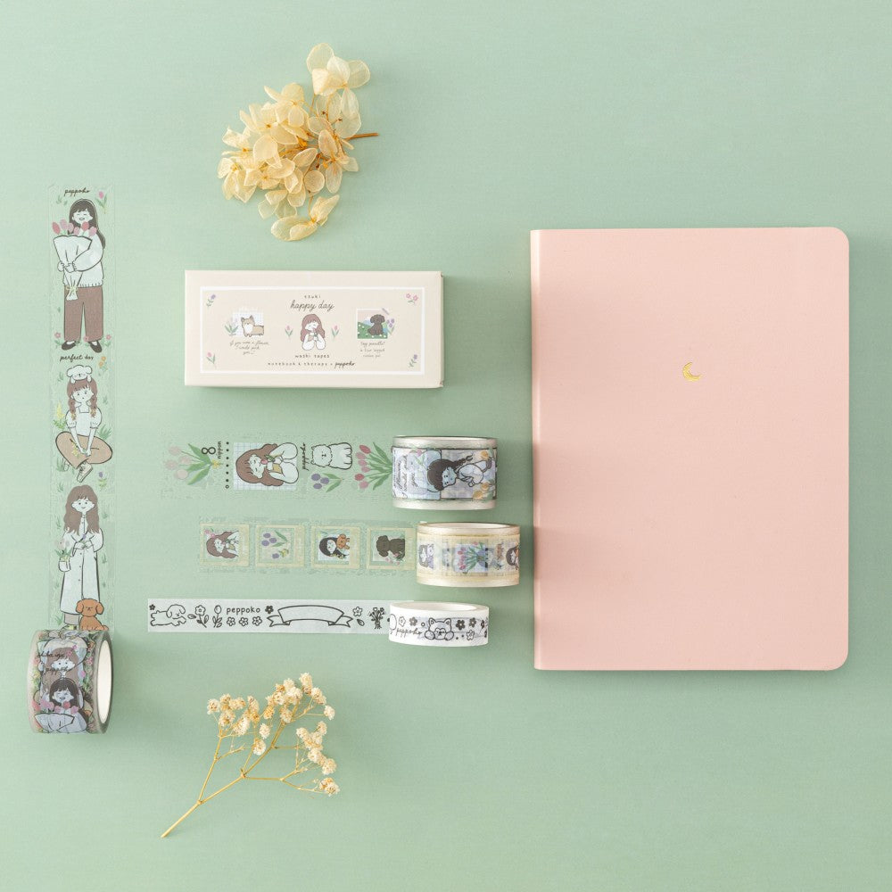 Tsuki 'Happy Day' Washi Tape Set by Notebook Therapy x Peppoko ☾