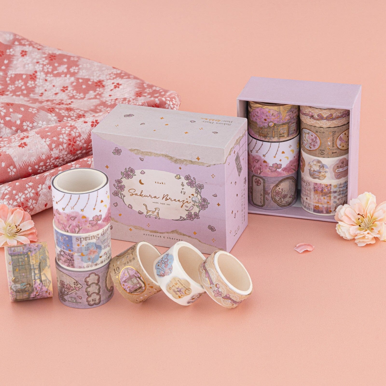 Tsuki 'Sakura Breeze' Washi Tape Set ☾