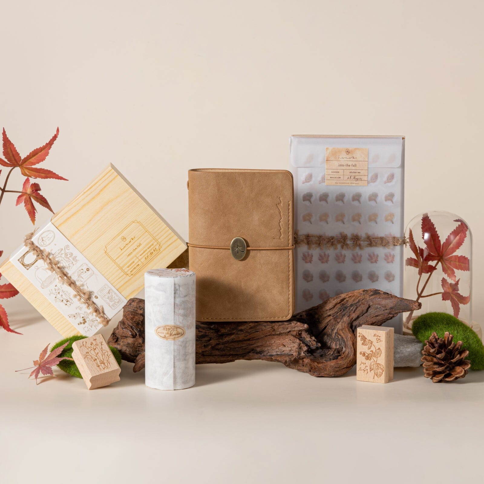 Hinoki - 'Into the Fall' Engraved Wooden Stamps Set