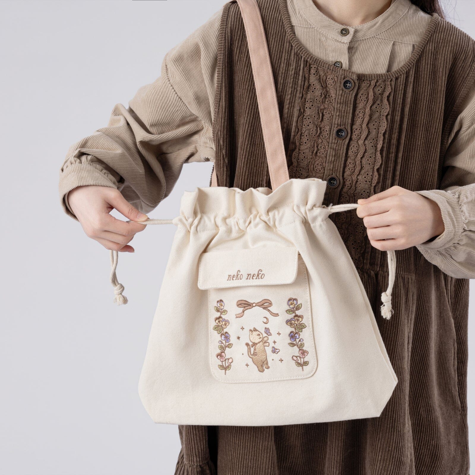 Tsuki 'Vintage Neko' Limited Edition Embroidered Tote Bag ☾