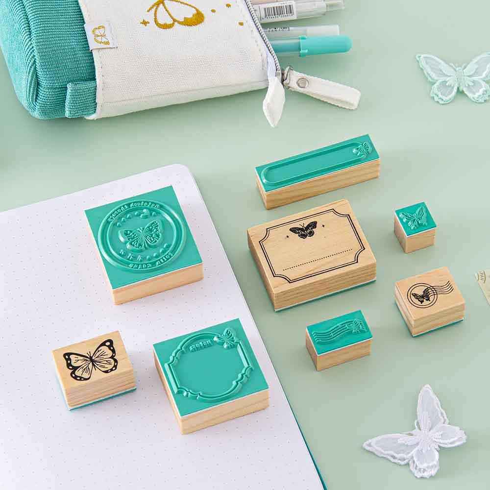 Tsuki 'Flutter + Dream' Bullet Journal Stamp Set by Notebook Therapy x Pelinkan ☾