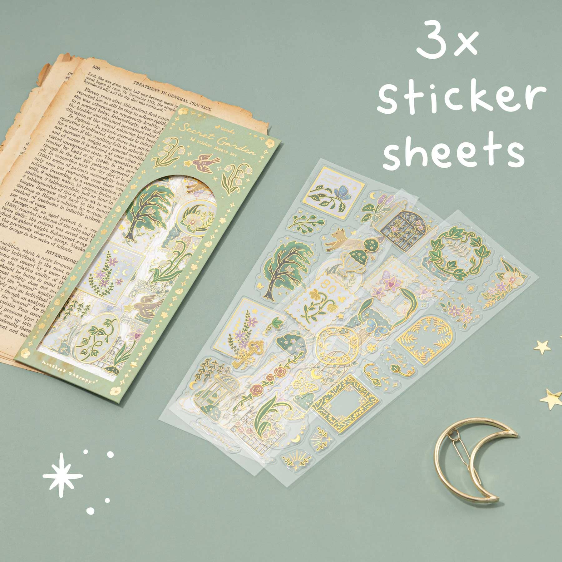 Tsuki 'Secret Garden' 3D Foil Sticker Set ☾