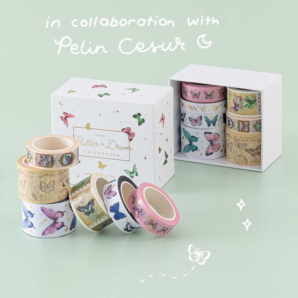 Tsuki 'Flutter + Dream' Washi Tape Set by Notebook Therapy x Pelinkan ☾