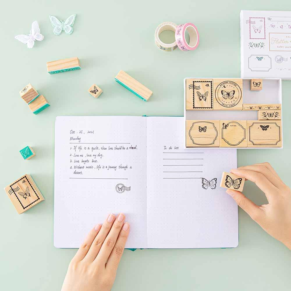 Tsuki 'Flutter + Dream' Bullet Journal Stamp Set by Notebook Therapy x Pelinkan ☾