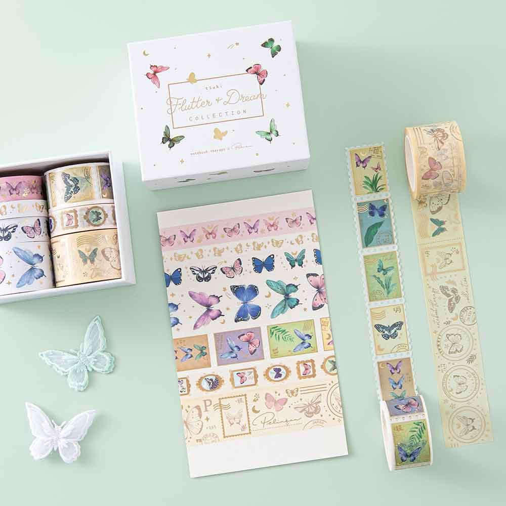 Tsuki 'Flutter + Dream' Washi Tape Set by Notebook Therapy x Pelinkan ☾