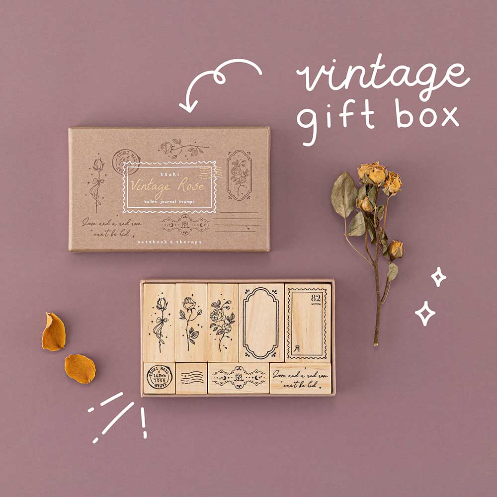 Tsuki 'Vintage Rose' Bullet Journal Stamp Set ☾