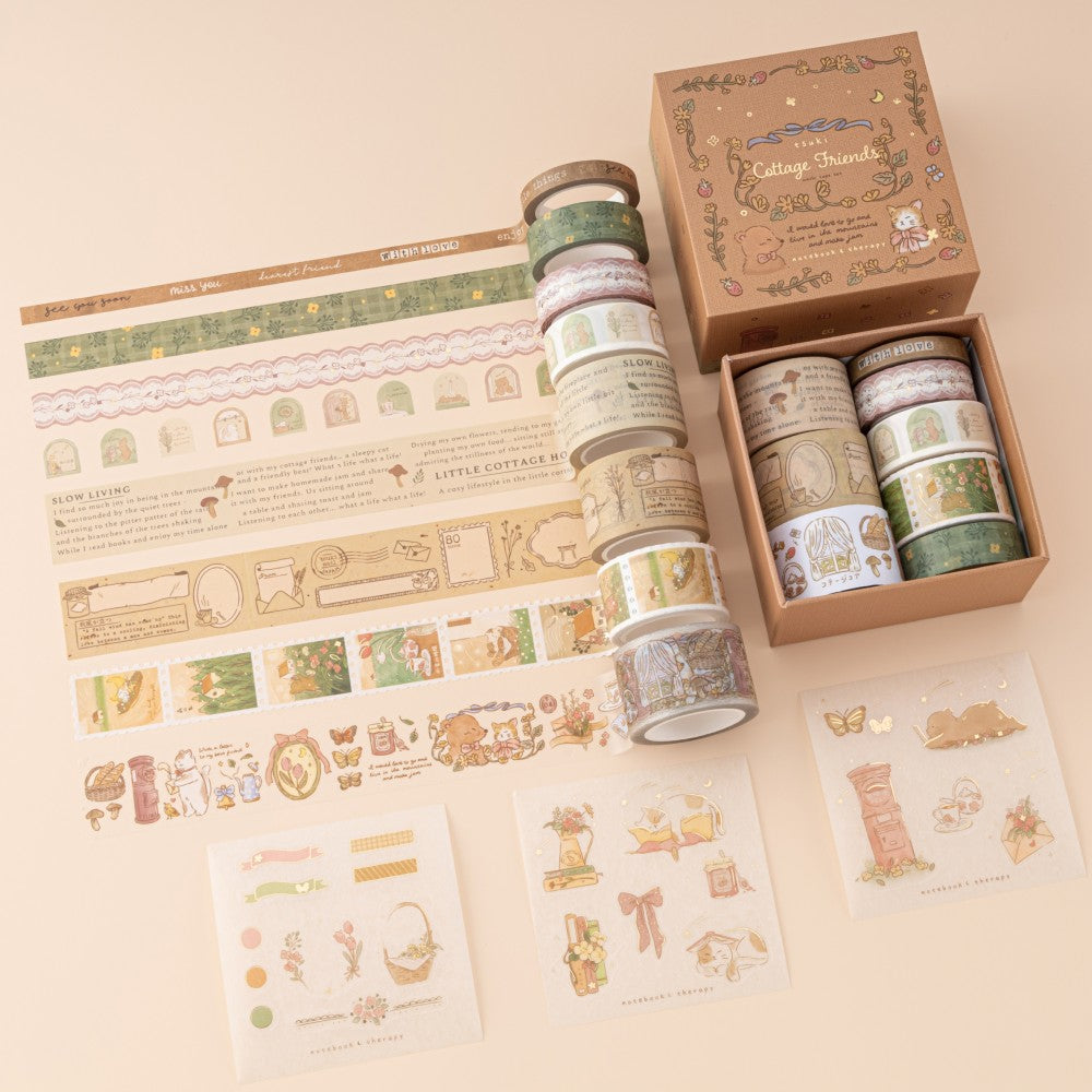 Tsuki 'Cottage Friends' Washi Tape Set ☾