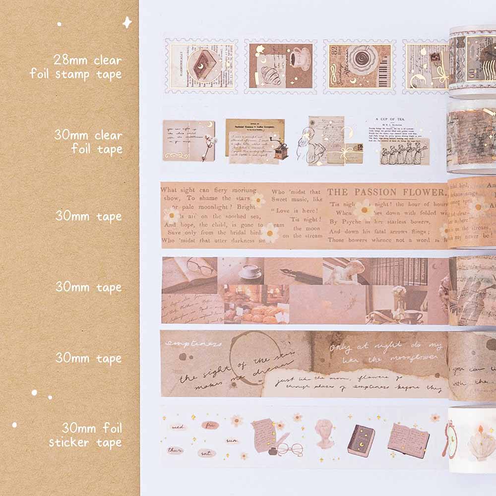 Tsuki 'Light Academia' Washi Tape Set ☾