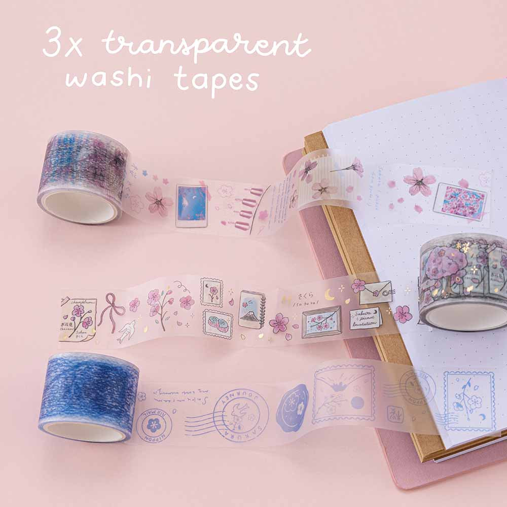 Tsuki 'Sakura Journey' Vintage Journal Washi Tape Set ☾